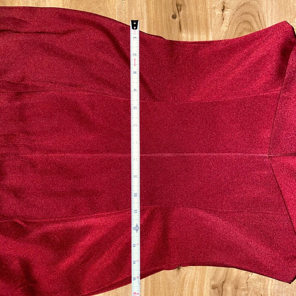 Burgundy Mermaid Off-The-Shoulder Dress - Picture 6 of 8